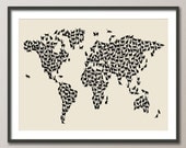 Cats Map of the World Map, Art Print, 18x24 inch (182)