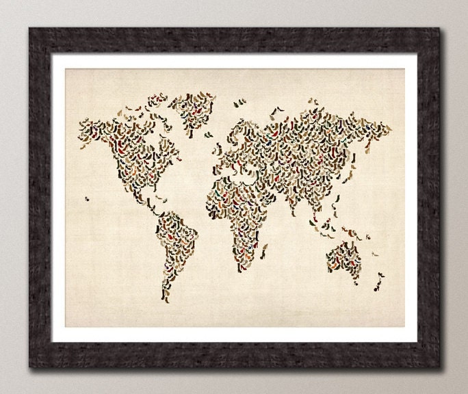 Ladies Shoes Map of the World Map, Art Print, 18x24 inch (427)