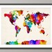 Map of the World Map Abstract Painting, Art Print, 18x24 inch (460)