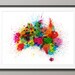 Australia Paint Splashes Map, Art Print 18x24 inch (770)