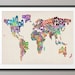 Typographic Text Map of the World Map, Art Print 18x24 inch (889)