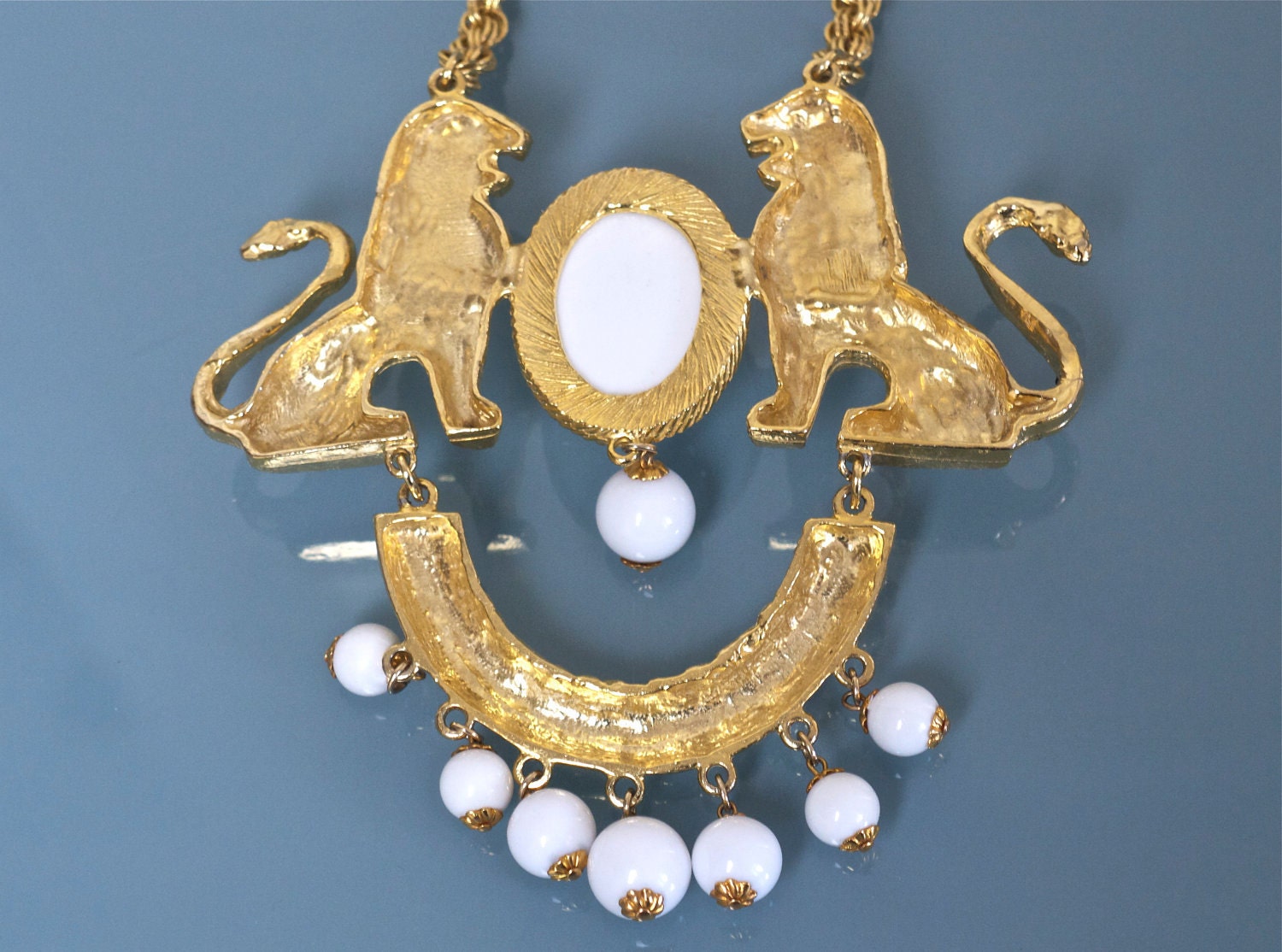 RESERVED -- Donald Stannard Twin Lion Massive Necklace