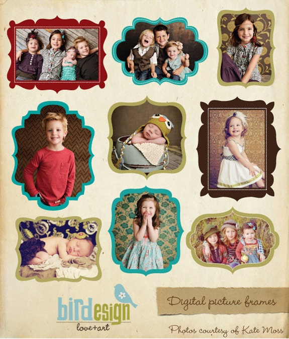 INSTANT DOWNLOAD - Psd Digital picture frames - Basic Frames-E249