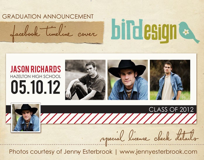INSTANT DOWNLOAD - Facebook Timeline Cover Collection - Graduation Announcement - E378