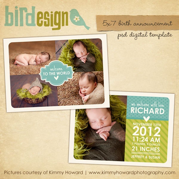 INSTANT DOWNLOAD - Birth announcement template - Fresh news - E428