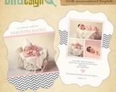 INSTANT DOWNLOAD - Birth announcement template -Ornate 5x7- Fashion Chevron - E461