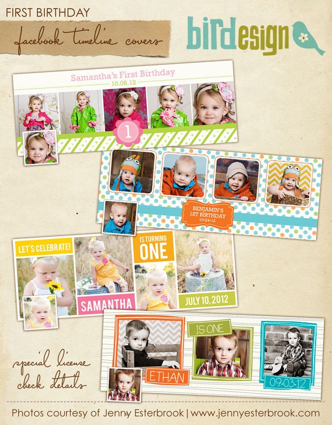 INSTANT DOWNLOAD - Facebook Timeline Cover Collection - My first birthday - E391