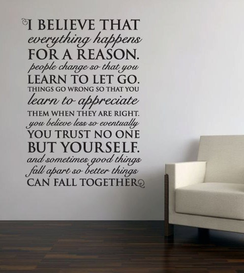 Wall Vinyl Quote Everything Happens for a Reason by aubreyheath
