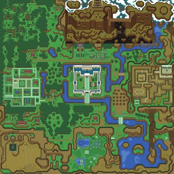 Hyrule/Light World Zelda A Link to the Past Silk Poster