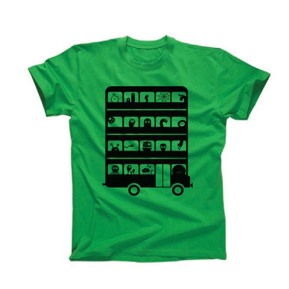 London Baby Green Men TShirt Black Bus Monsters Passengers Trendy shirt Christmas Color Gift Inspiration Elf Under 20 Europe S, M, L, XL