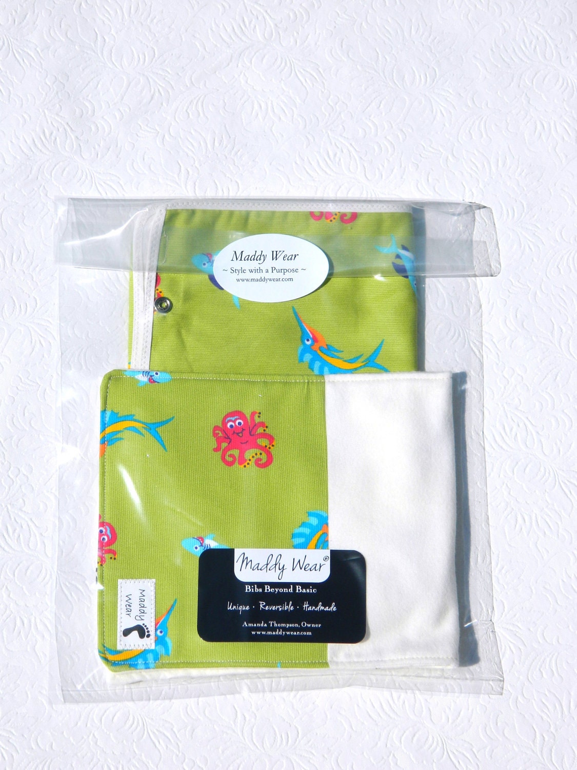 Baby Shower Gift Set Baby Bib Burp Cloth Sealife Fish Theme