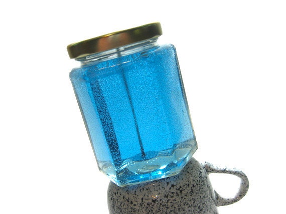 1 Custom Scented Candle, Gel Jar Container, Modern Home Fragrance, Cornflower Blue, 9oz Xlarge