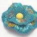 Felt flower,felted flower,felt flower brooch,shades of turquoise,nunofelt,silk.