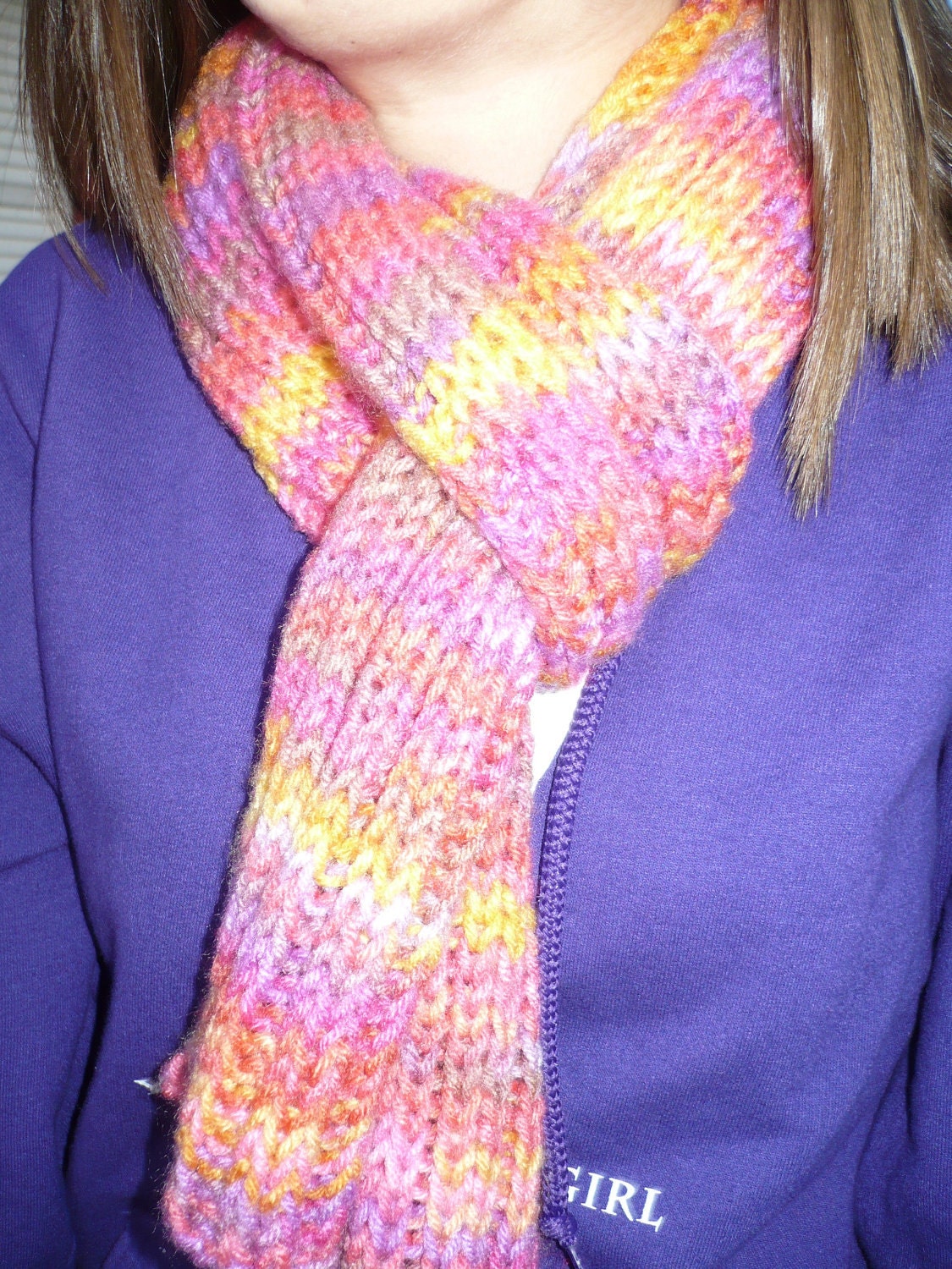 Multicolored Pink Knit Scarf