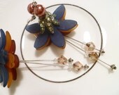 Flower Dangle Earrings with Pearls and Crystals