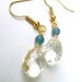 Clear Faceted Glass and Aqua Blue Hemimorphite Dangle Earrings
