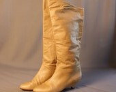 Vintage Tan Leather Boots // Made in Italy // 6 5.5