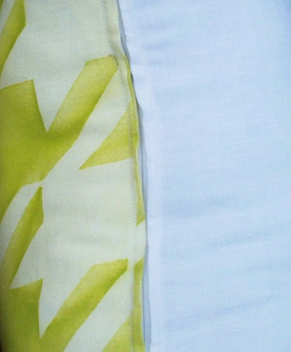 Spring Linen Pillow Houndstooth Yellow Green