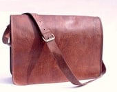 Leather Messenger Bag / Satchel - Vintage Retro Looking - (MED - ORG)