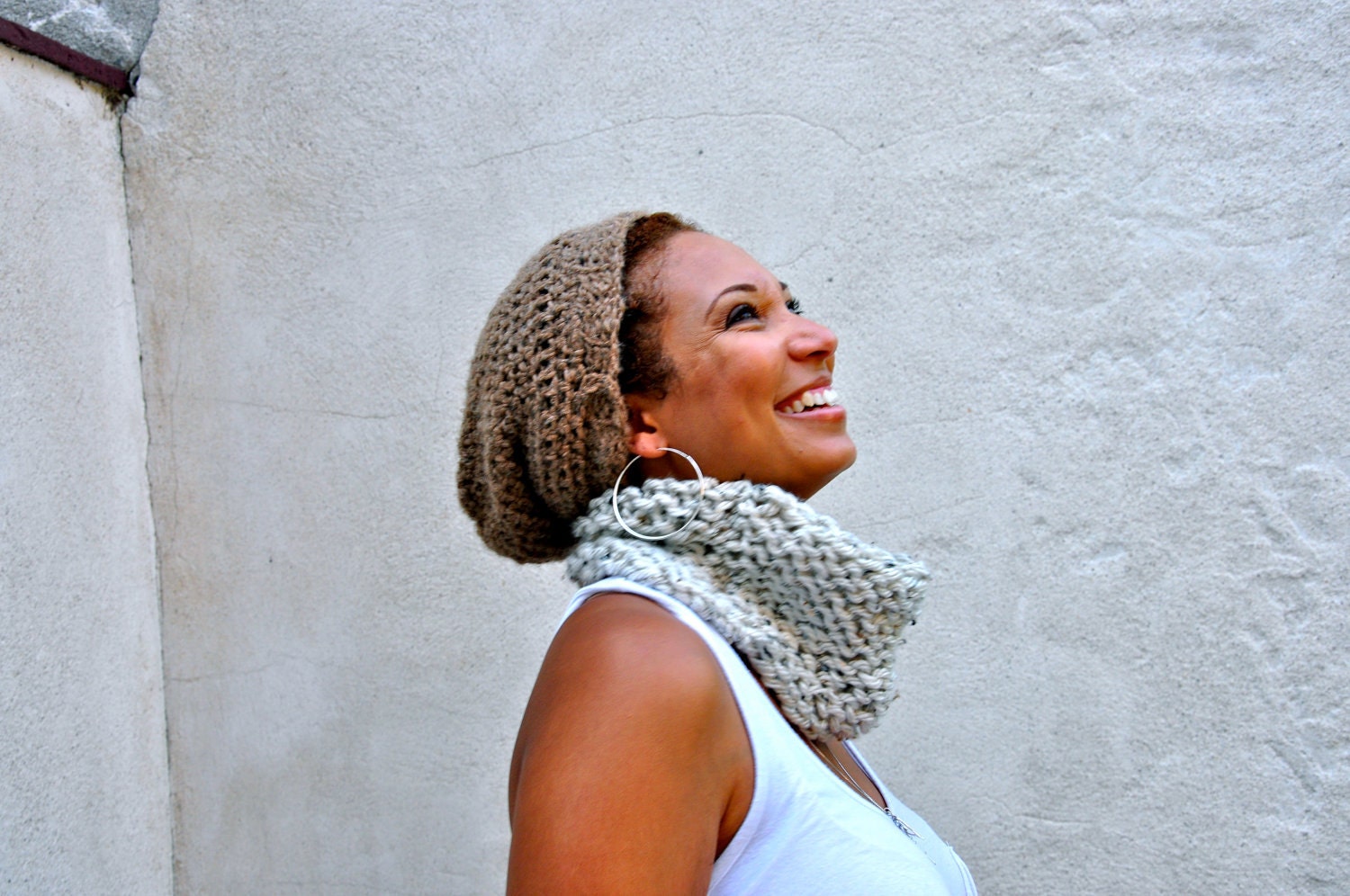 Knit Neckwarmer Cowl Circular Scarf Tweed- Ecofriendly