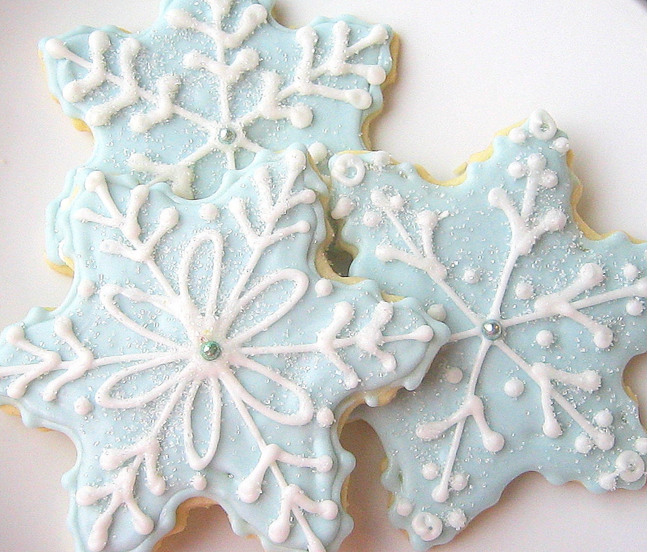 Sugar Cookies Snowflake Cookie Wedgwood Blue Glittering Winter