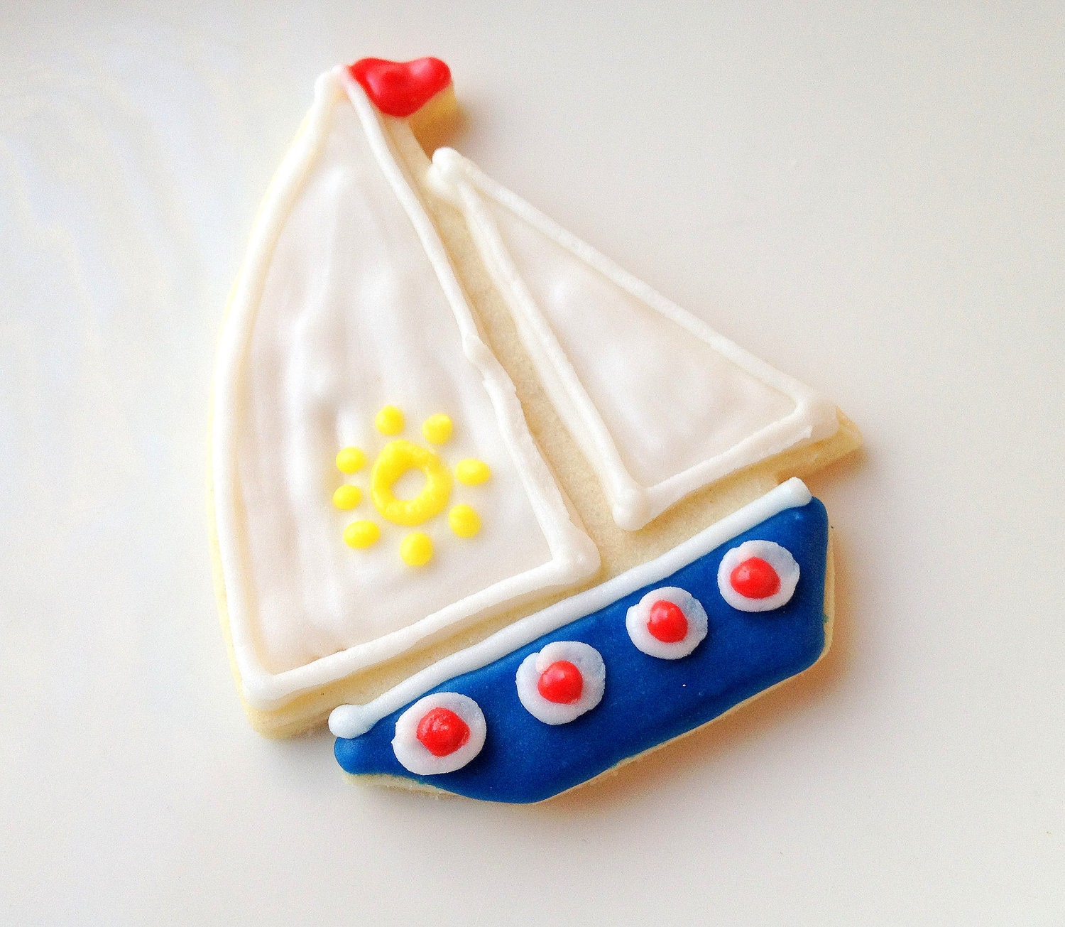 Sailboat Sugar Cookie Iced Decorated Cookie Custom Birthday