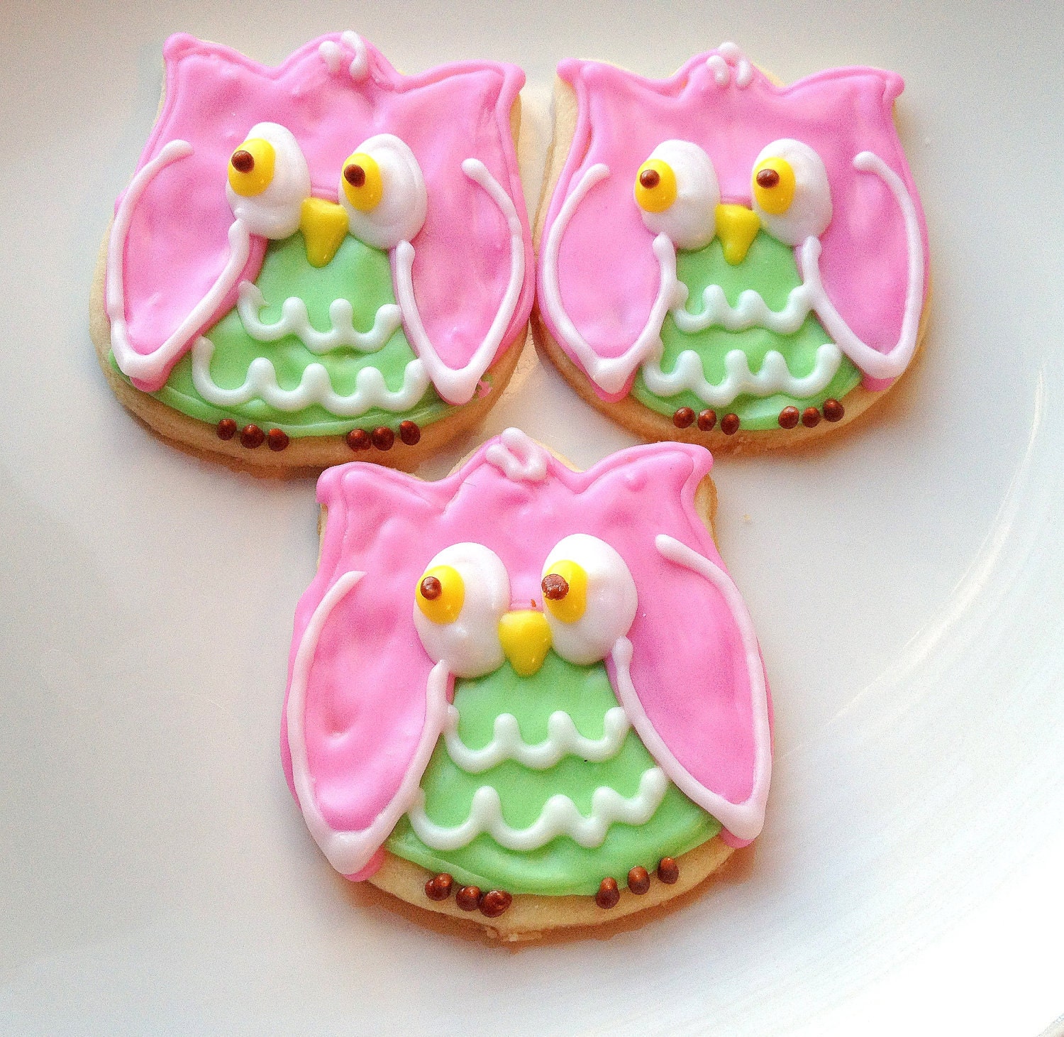 Owl Iced Sugar Cookie Cut Outs Pink Owl Cookie Favor
