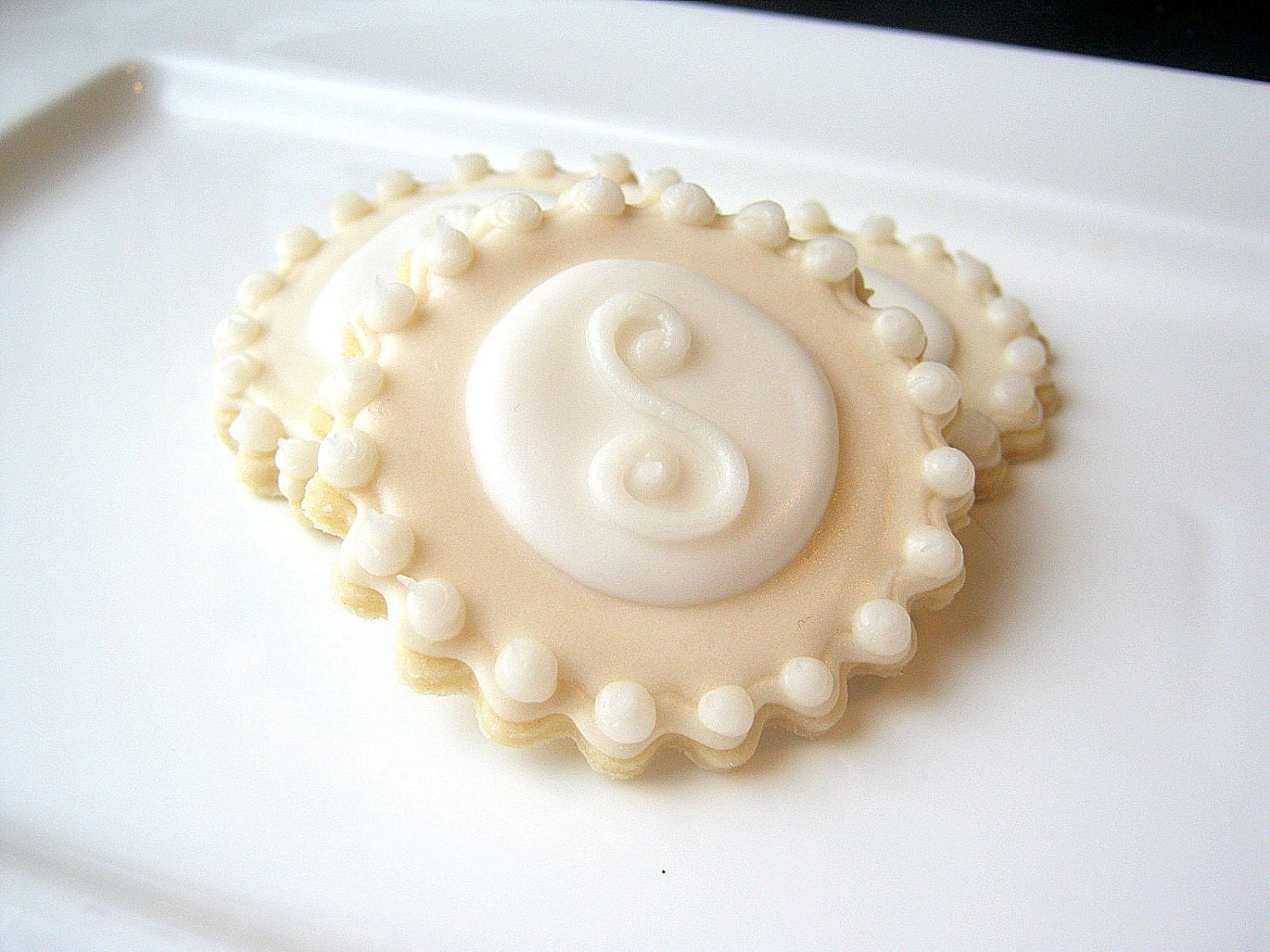 Iced Sugar Cookies Monogram Wedding Favor Cookie Pearlized