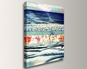 Digital Print on Canvas - Beach Art Wall Decor - Digital Mixed Media Canvas Print - 32x48 - " Boardwalk Blue"
