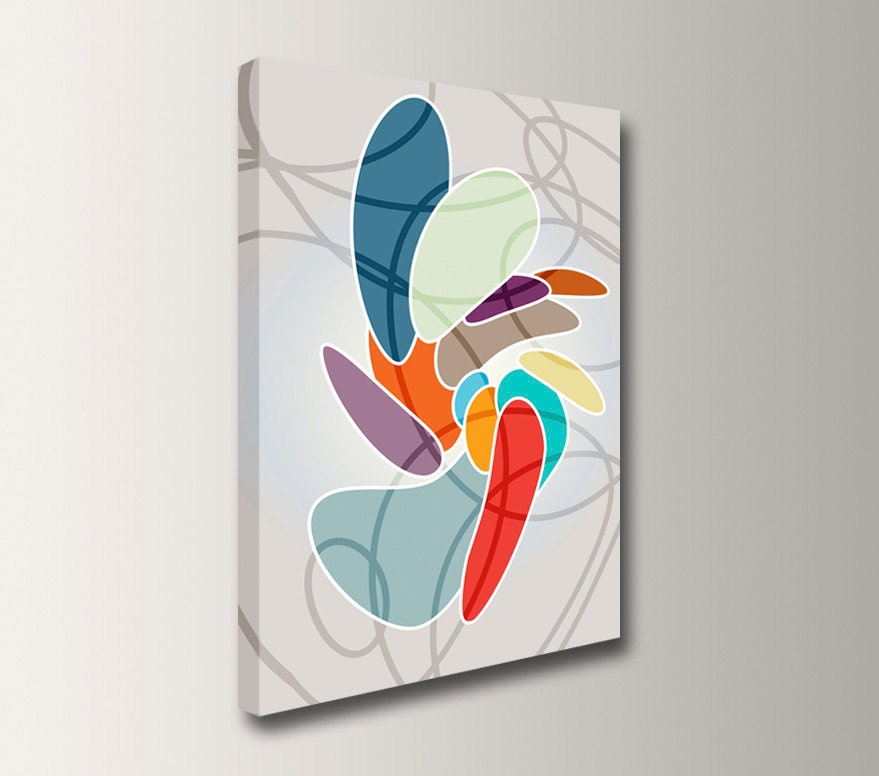 Items similar to Modern Digital Art Canvas Print Colorful Wall Art