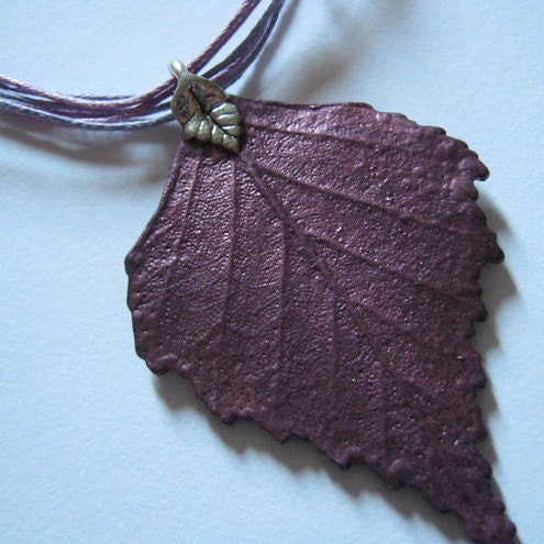 Large plum coloured leaf Fall pendant