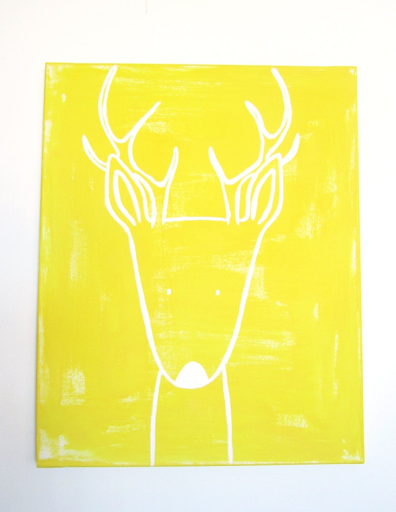 No. 0012 - Modern Kids and Nursery Art Original Painting - 16" x 20" on regular 3/4" depth canvas - The Deer