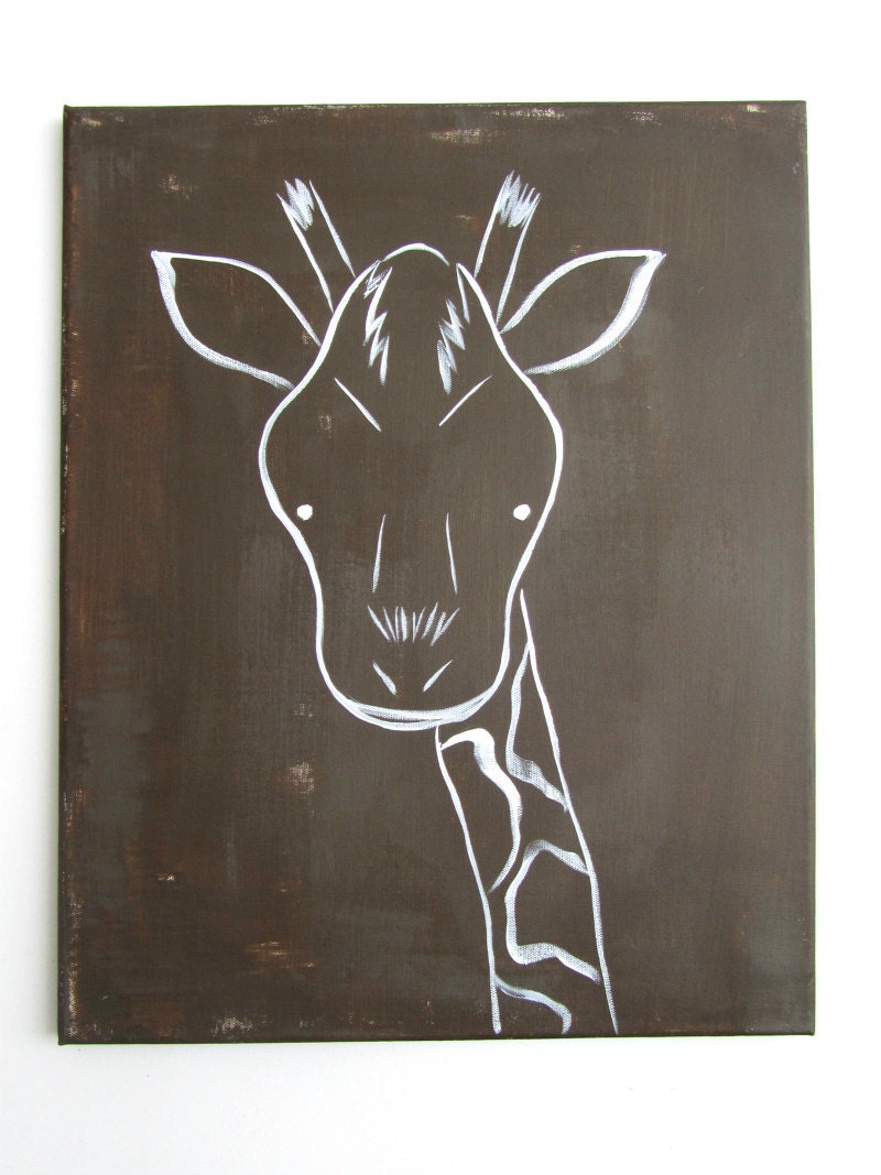 Modern Kids and Nursery Art Original Painting 16" x 20" on regular 3/4" depth canvas - The Giraffe