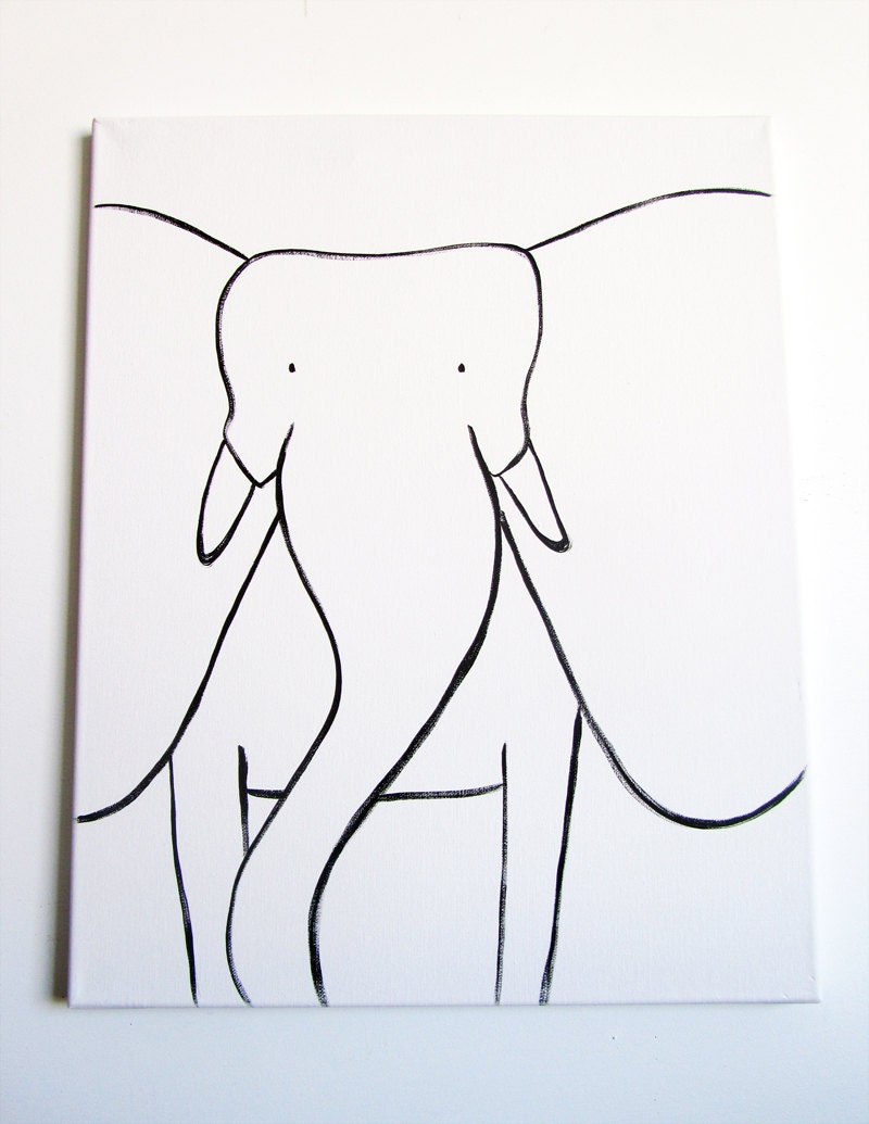 No. 0016 - Modern Kids and Nursery Art Original Painting - 16" x 20" on regular 3/4" depth canvas - The Elephant