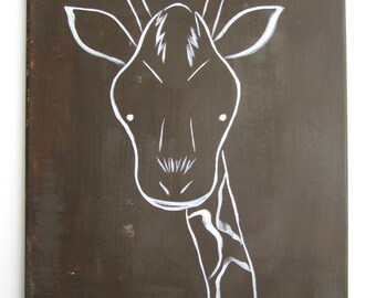 Modern Kids and Nursery Art Original Painting 16" x 20" on regular 3/4" depth canvas - The Giraffe