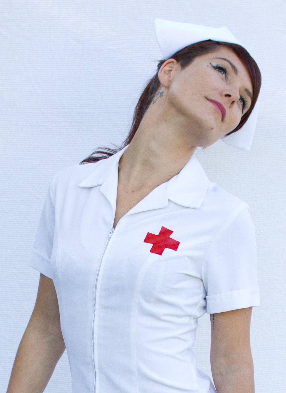 Nurse's Dress with Cap - Vintage Nurse Costume - Size 10 and size 16 - Size 6 and 12 US