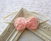 Peach Chiffon Bow Headband, baby headbands, newborn headbands, photography prop