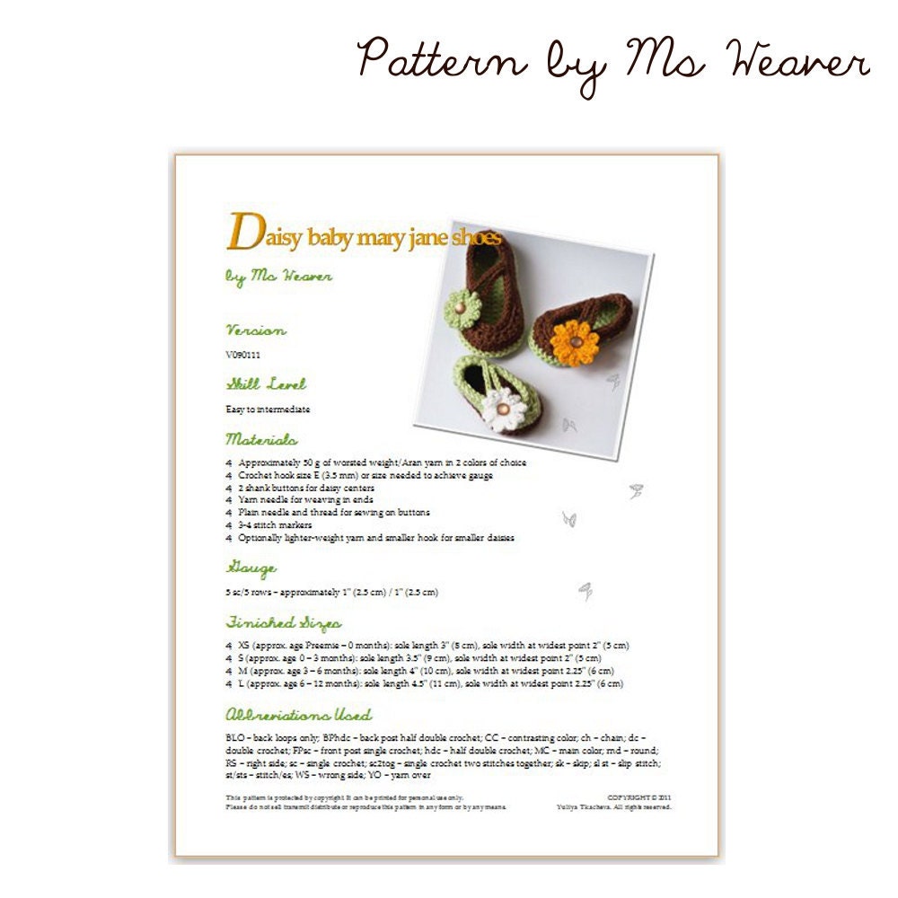 CROCHET PATTERN Baby Booties: Daisy Baby Mary Jane Shoes pdf