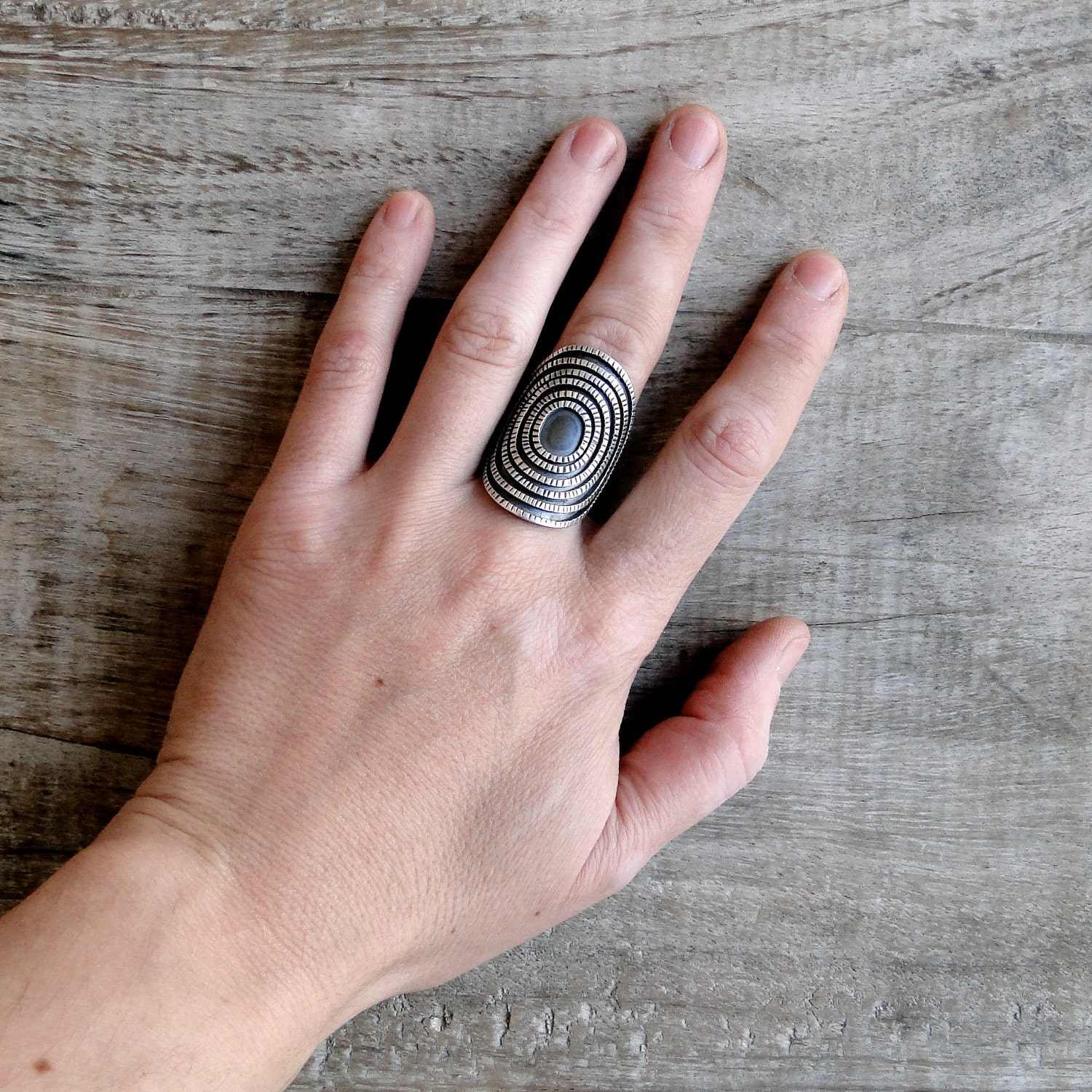 Adjustable Sterling Silver Labyrinth Ring