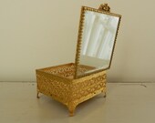 Vintage Gold Jewelry Box Filigree
