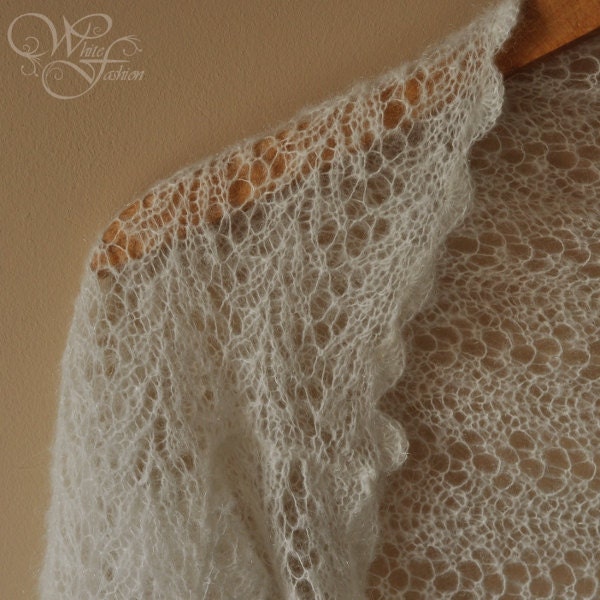 BRIDAL SHRUG wedding bolero light as a cloud mohair color natural white size S, M or L