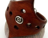 FREE SHIPPING. Women's leather bracelet. Handmade brown shoe sole leather, unique  bracelet  with silver plated beads and wire clasp.