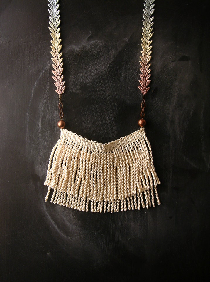 ombre fringe necklace - the no. 007- lace necklace- spring 2013