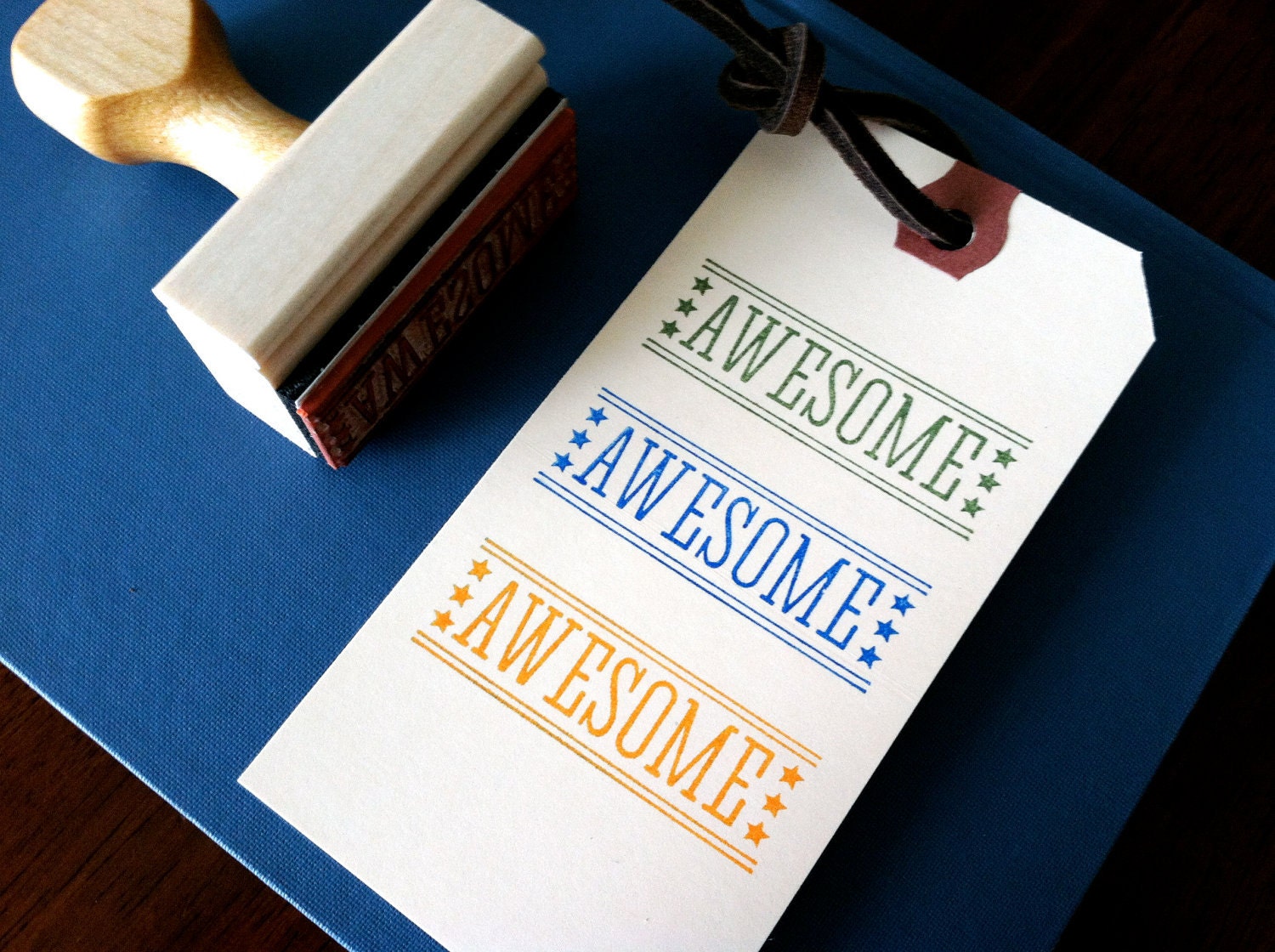 Awesome // Wooden Handle Rubber Stamp- MultiPurpose - anthonycarillo
