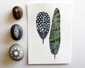 Featured in West Elm - Feather Watercolor Painting - Black Friday Cyber Monday - Archival Art Print - 5x7 Elm Feathers
