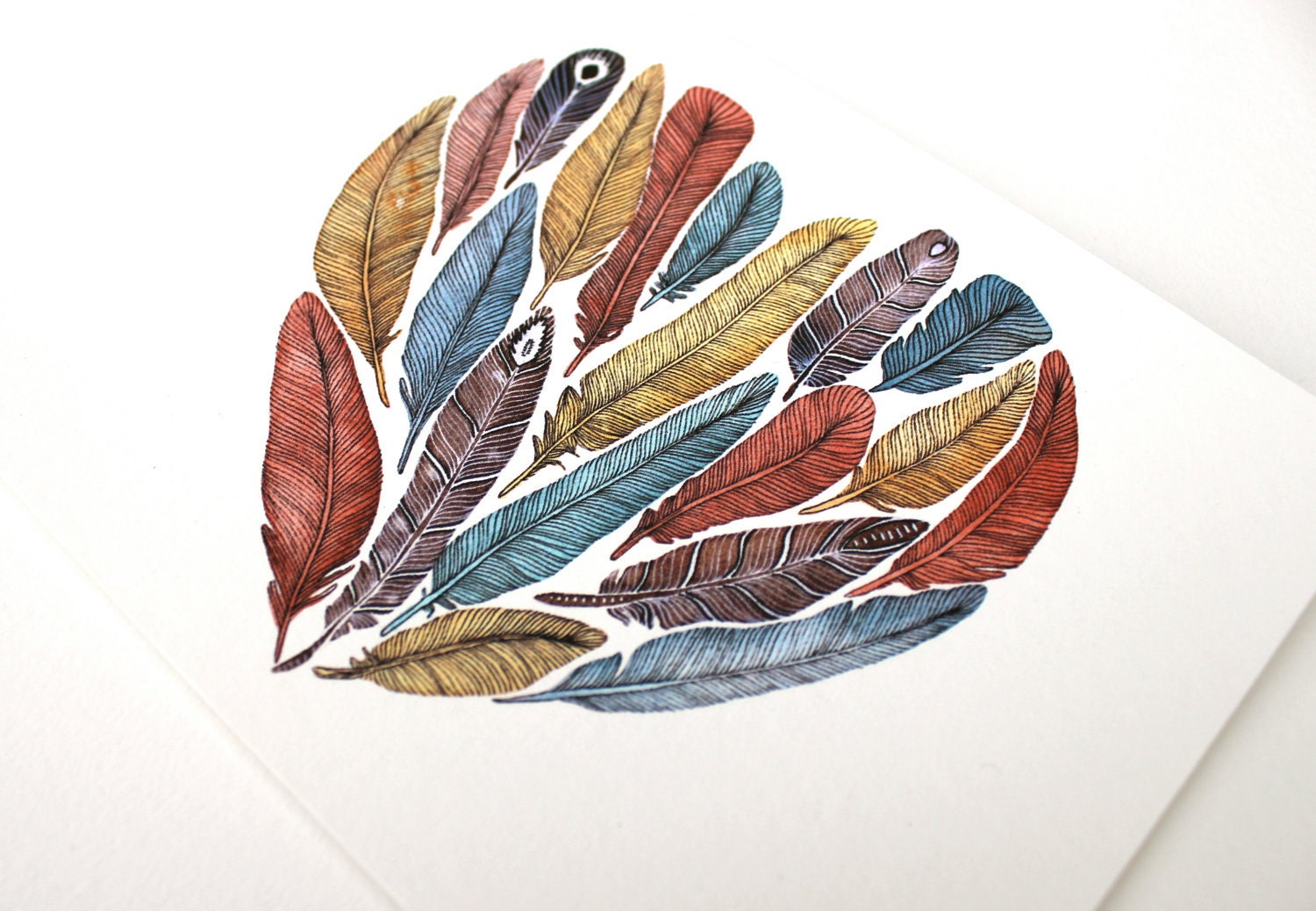 Feather Heart Painting - Watercolor Art - Large Archival Print - 11x14 Fiona's Heart