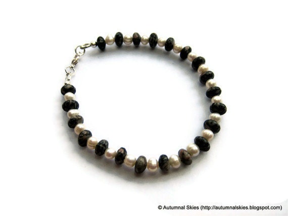 Fossil Jasper and Potato Pearls Bracelet
