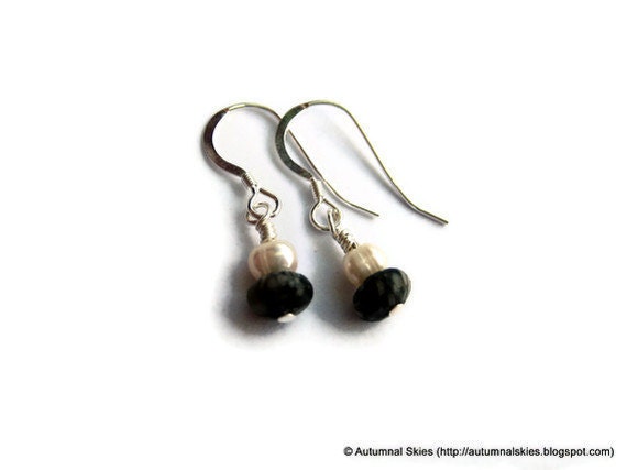Fossil Jasper and Potato Pearls Earrings