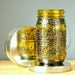Hand Painted Mason Jar Lantern,Canary Yellow Tinted Glass with Black Accents