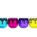 Wedding Decor- Four Moroccan Lantern Votive Holders- In Fuschia, Purple, Turquoise, and Yellow Glass with Gunmetal Grey Details